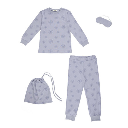 Kız ÇocukBaskı Detaylı Pijama Takımı Lila