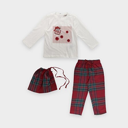 Panço Erkek Çocuk Yılbaşı Temalı Pijama Takımı Kırmızı