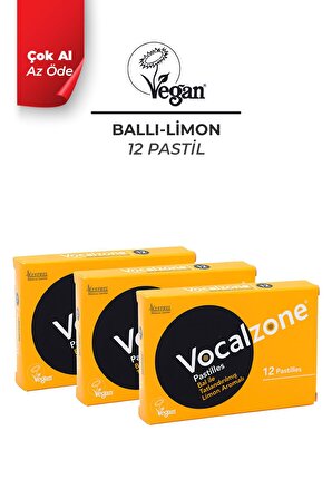Vocalzone Ballı Limonlu Pastil 12'li + 3'lü Paket