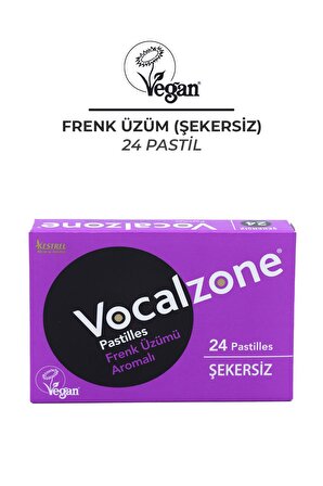 Vocalzone Frenk Üzümlü (Şekersiz) Pastil 24'lü + Vocalzone Adult (Yetişkin) Sprey 20ml