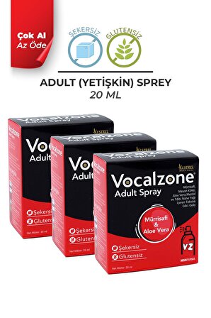 Vocalzone Adult (Yetişkin) Sprey 20ml + 3'lü Paket