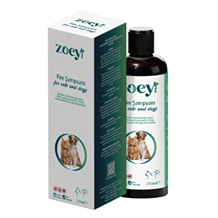 Zoey Kedi ve Köpekler İçin Pire Şampuanı 250 ml