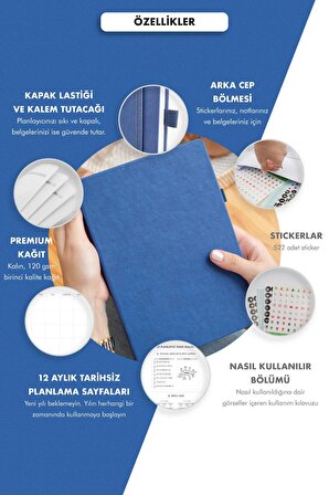 Bütçe Planlayıcı - Aylık Harcama Ve Gider Takip Defteri-tarihsiz 1 Yıllık A5 Budget Planner Lacivert