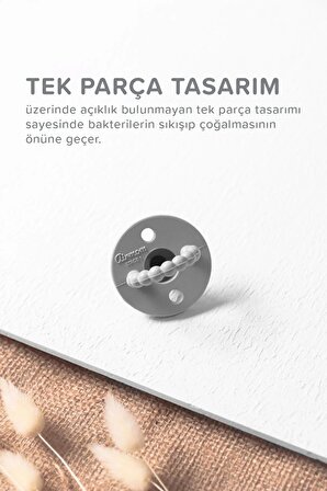 Airmom Emzik - Hem Emzik Hem Diş Kaşıyıcı 2'li Silikon Emzik - Yenidoğan Ve 0-6 Ay Koyu Gri & Taba