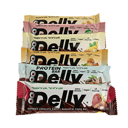 Delly Şekersiz Çikolata Kaplı Fındıklı Bar 40 gr