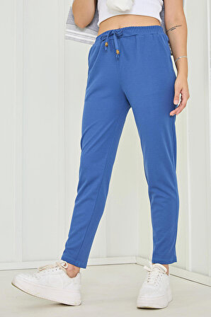 Düz Orta Kadın Mavi Pantolon - 23025