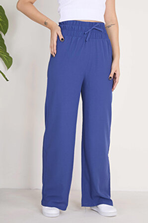 Düz Orta Kadın Mavi Pantolon - 13002
