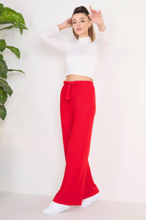 Düz Orta Kadın Kırmızı Pantolon - 23140