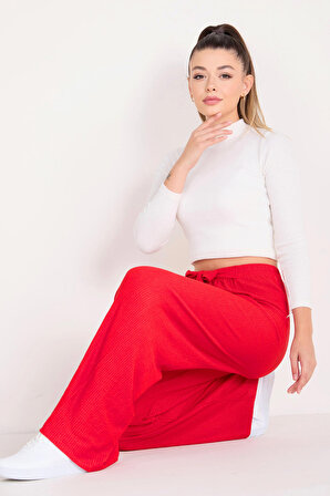 Düz Orta Kadın Kırmızı Pantolon - 23140