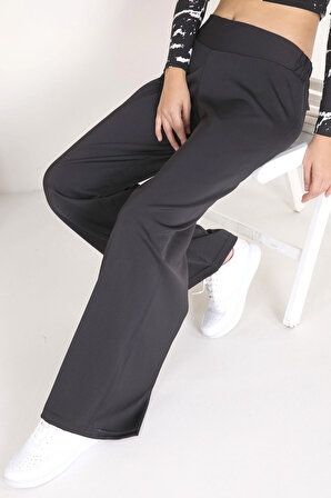 Düz Orta Kadın Siyah Pantolon - 23145