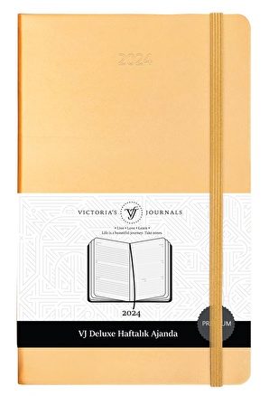 Victoria's Journals 2024 Deluxe Haftalık Ajanda A5 Yaldızlı Altın