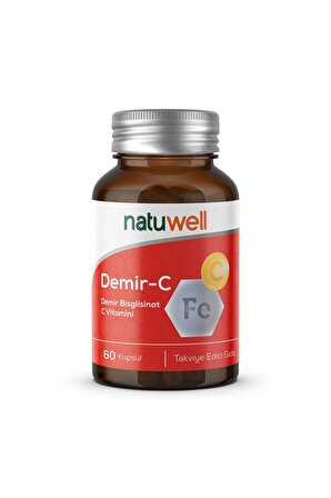 NATUWELL Demir-C (Demir Bisglisinat + C Vitamini) 60 Kapsül 8683873980192