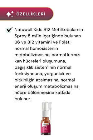 Natuwell Kids B12 Metilkobalamin Sprey 5 ml-3 Adet