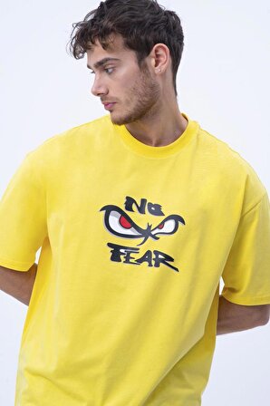 No Fear Orijinal Oversize Erkek T-shirt Hardal