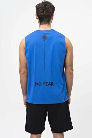 No Fear Orijinal Erkek Atlet T-shirt Saks Mavi