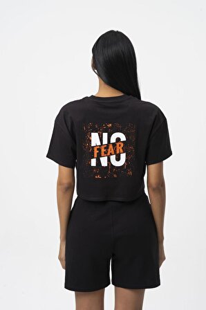 No Fear Orijinal Kadın Crop T-shirt Siyah