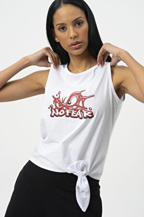 No Fear Orijinal Kadın Atlet T-shirt Beyaz