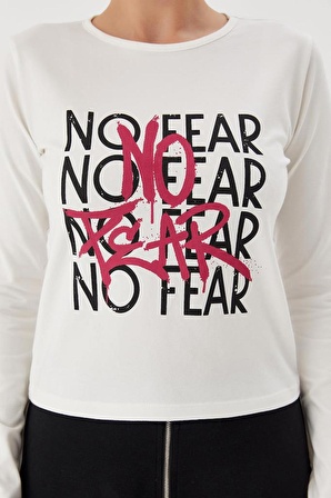 No Fear Kadın T-shirt Uzun Kollu Beyaz W500199