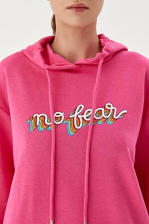 No Fear Kadın Sweatshirt Kapüşonlu Fuşya 72508