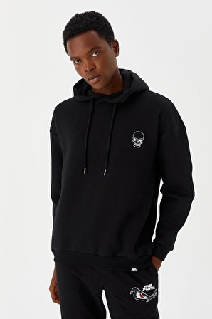 No Fear Erkek Sweatshirt Kapüşonlu Siyah M500241