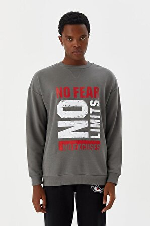 No Fear Erkek Sweatshirt Gri M500233