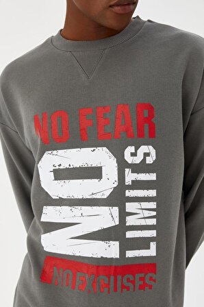 No Fear Erkek Sweatshirt Gri M500233