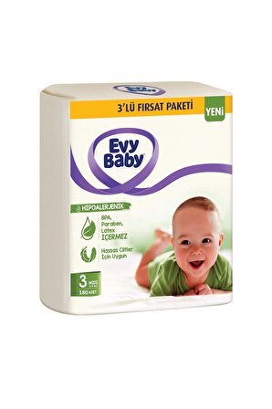 Evy Baby Bebek Bezi 3'lü Fırsat Paketi 3 Numara 180 Adet