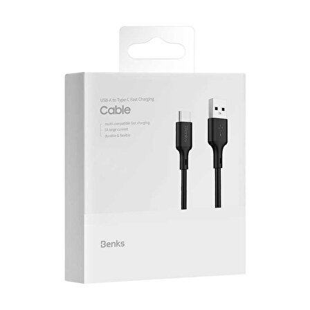 Benks D35 Type-C USB Kablo 5A Süper Hızlı Şarj Kablosu Qualcomm 3.0 480 Mbps 180 cm