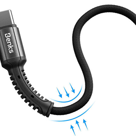 Benks D38 Type-C USB Kablo 2A Hızlı Şarj Kablosu 120 cm Data Kablo Halat Tasarım