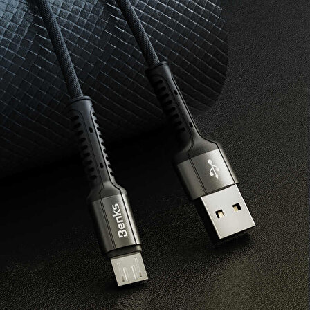 Benks D39 Micro USB Kablo 2A Hızlı Şarj Kablosu 120 cm Data Kablo Halat Tasarım