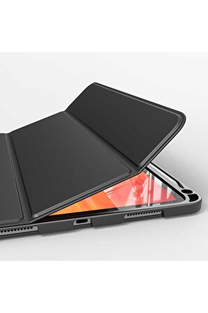 Ipad Pro 10.5 (7.nesil) Uyumlu Deri Görünümlü Smart Cover Standlı Kılıf Tablet Kılıf