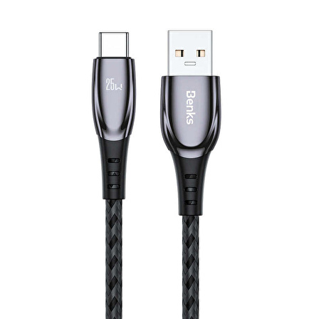 Benks D40 Type-C USB Kablo 5A 25W Hızlı Şarj Kablosu 2 metre Data Kablo 480 Mbps Kumaş Örgü