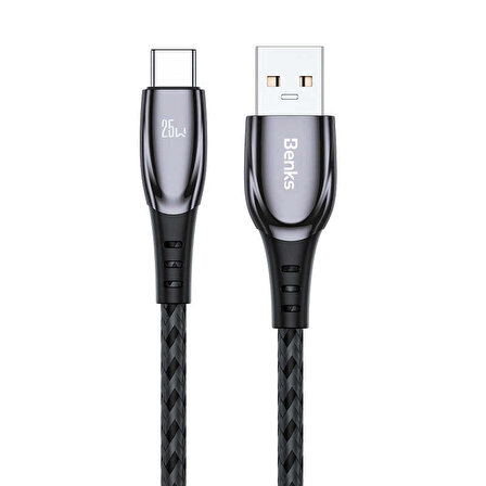 Benks D40 Type-C USB Kablo 5A 25W Hızlı Şarj Kablosu 2 metre Data Kablo 480 Mbps Kumaş Örgü