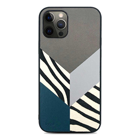 Apple iPhone 12 Pro Max Kılıf Kajsa Glamorous Serisi Zebra Combo Kapak