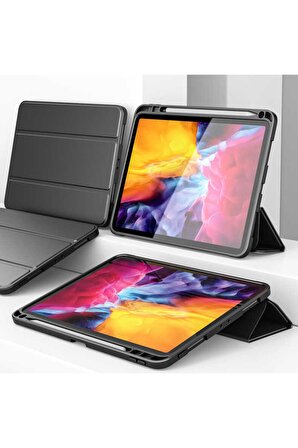 Ipad Pro 12.9 2021 (5.nesil) Uyumlu Deri Görünümlü Smart Cover Standlı Kılıf Tablet Kılıf