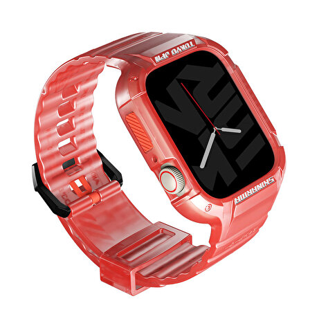 Watch 7 45mm Kordon SkinArma Saido Sert PC Kasa Koruyuculu Silikon Strap Kayış Kırmızı