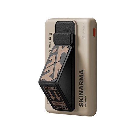 Magsafe Powerbank SkinArma Spunk Wireless Şarj ve PD Hızlı Şarj Özellikli 15W 5000mAh Krem