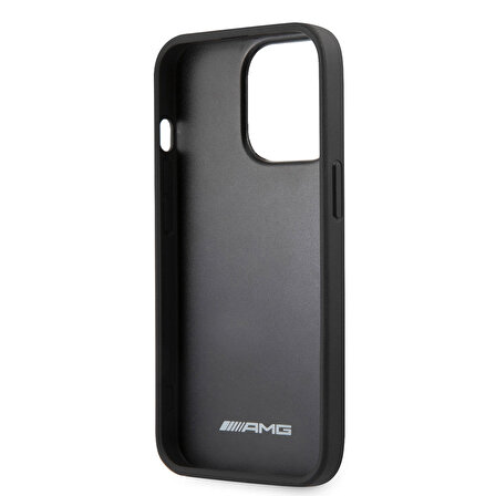 iPhone 14 Pro Uyumlu Kılıf AMG Leather Deri Çizgili Kabartmalı Dizayn Kapak