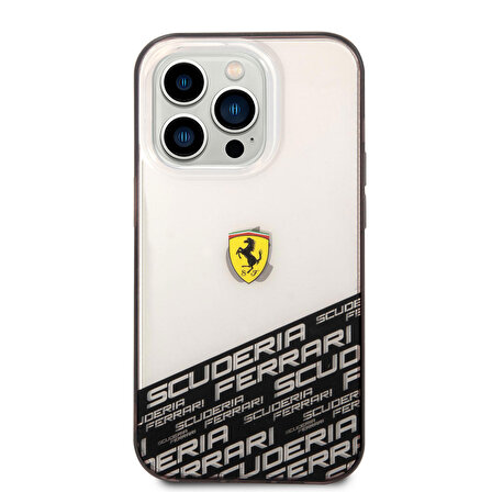 iPhone 14 Pro Max Uyumlu Kılıf Ferrari Transparan Alt Kısım Baskılı Dizayn Kapak