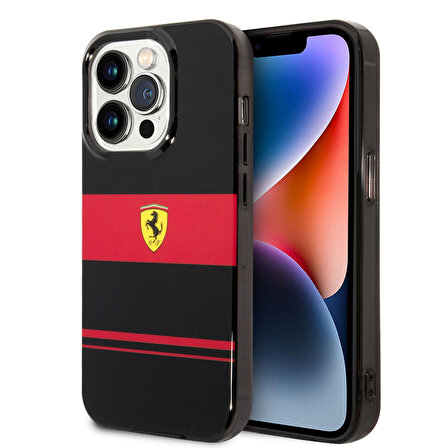 iPhone 14 Pro Uyumlu Kılıf Ferrari Magsafe Şarj Özellikli Yatay Çizgili Dizayn Kapak