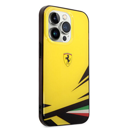 iPhone 14 Pro Max Uyumlu Kılıf Ferrari Sarı İtalyan Bayrak Baskılı Dizayn Kapak