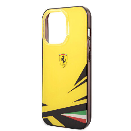 iPhone 14 Pro Max Uyumlu Kılıf Ferrari Sarı İtalyan Bayrak Baskılı Dizayn Kapak