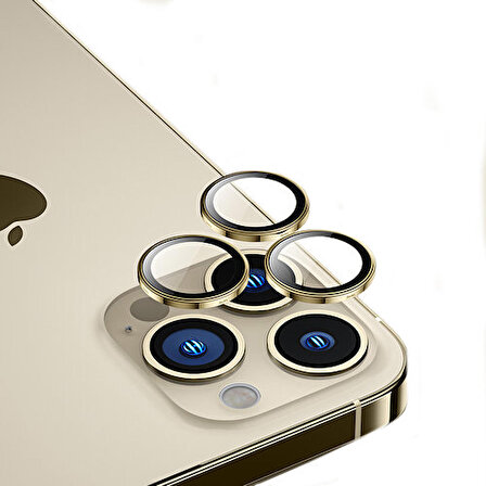 Benks iPhone 14 Pro Max ​uyumlu Benks King Kong Pvd Kamera Lens Koruyucu Gold