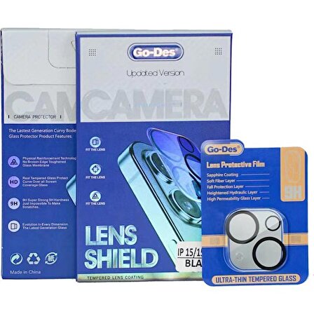 Go-Des iPhone 15 Uyumlu Şeffaf Lens Koruyucu Go Des Lens Shield Cl-14 Kamera Protector
