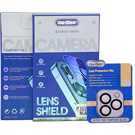 Go-Des iPhone 15 Pro Uyumlu Şeffaf Lens Koruyucu Go Des Lens Shield Cl-14 Kamera Protector