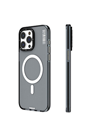 iPhone 15 Pro Max Uyumlu Kılıf Magsafe Şarj Özellikli Youngkit Crystal Color Serisi Kapak Siyah