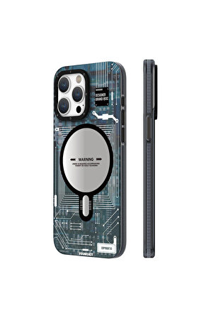 YoungKit iPhone 15 Pro Max Uyumlu Kılıf Magsafe Şarj Özellikli Youngkit Technology Serisi Kapak Mavi