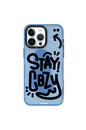 YoungKit iPhone 15 Pro Max Uyumlu Kılıf Magsafe Şarj Özellikli Youngkit Happy Hearth Serisi Kapak Mavi