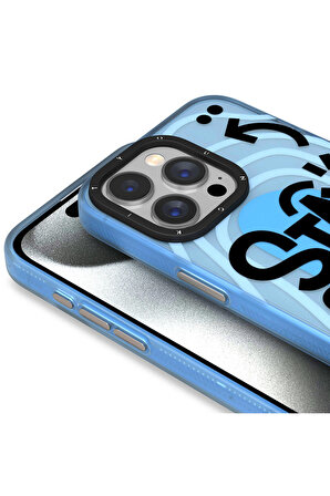YoungKit iPhone 15 Pro Max Uyumlu Kılıf Magsafe Şarj Özellikli Youngkit Happy Hearth Serisi Kapak Mavi