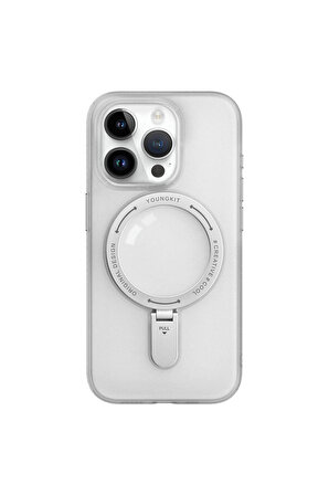 YoungKit iPhone 15 Pro Uyumlu Kılıf Magsafe Şarj Özellikli Youngkit Rock Serisi Kapak Beyaz